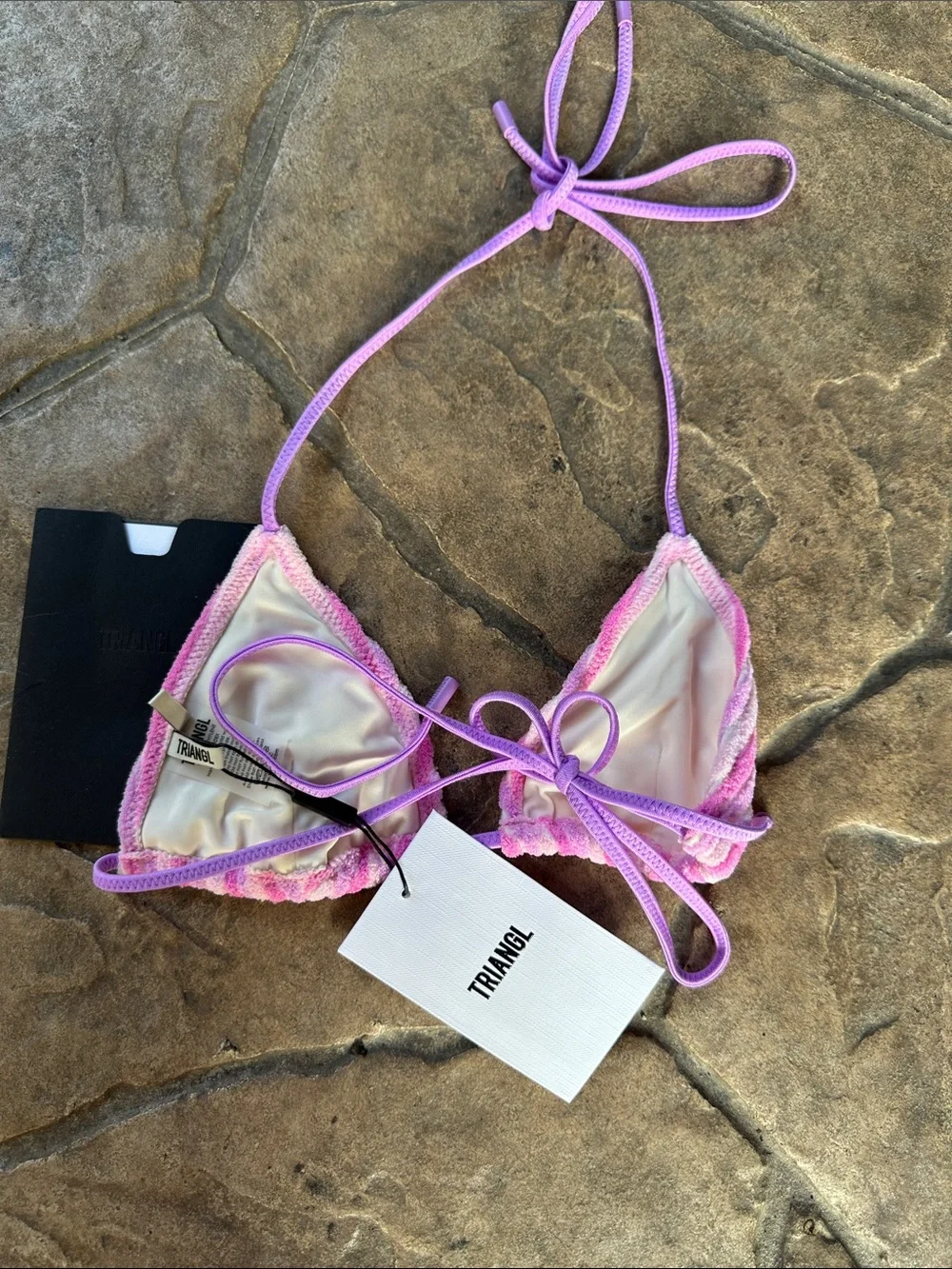 triangl swimwear Lavender Pink Striped Triangle Bikini Top